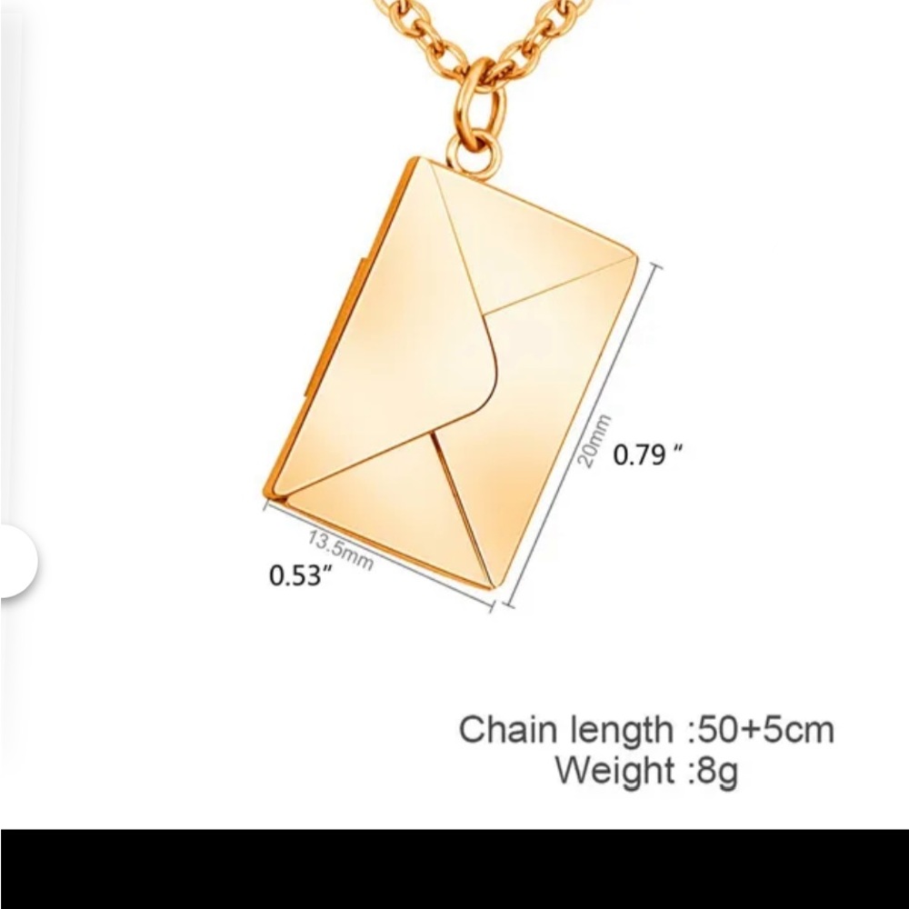 Unique “ Love You” Envelope Locket Necklace - Picture 2 of 8